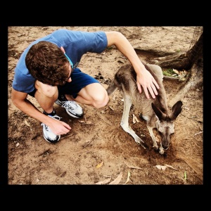 I get to pet a Kangaroo.